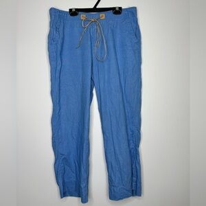 DKNY tie waist classic lightweight blue linen pants size 6
